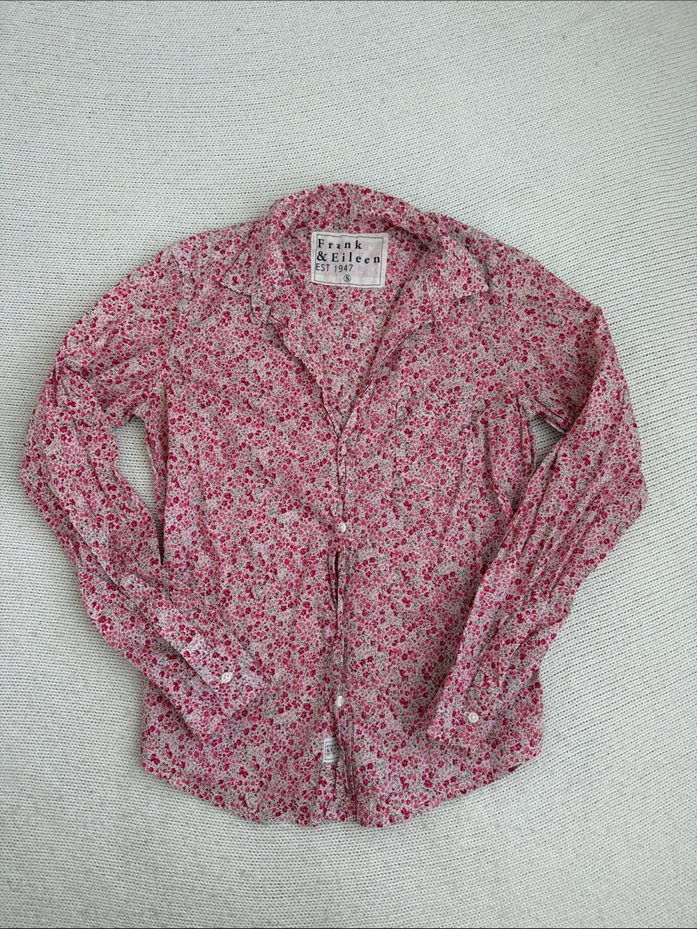 Frank & Eileen 100% Cotton Floral Button Down Blouse Size Small